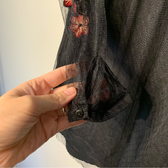 ZARA | Trafaluc Collection Black and Red Floral Embroidered Dress - Picture 5 of 14